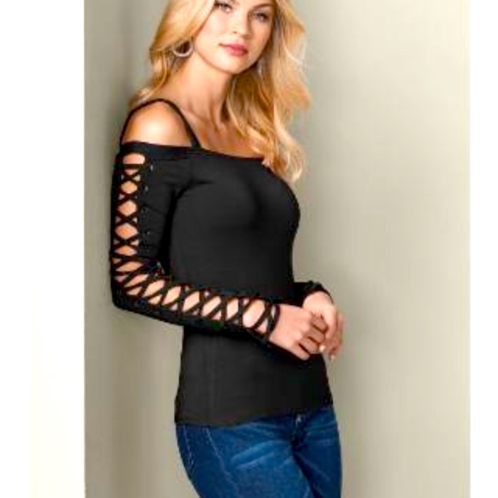 Venus lace up cold shoulder top